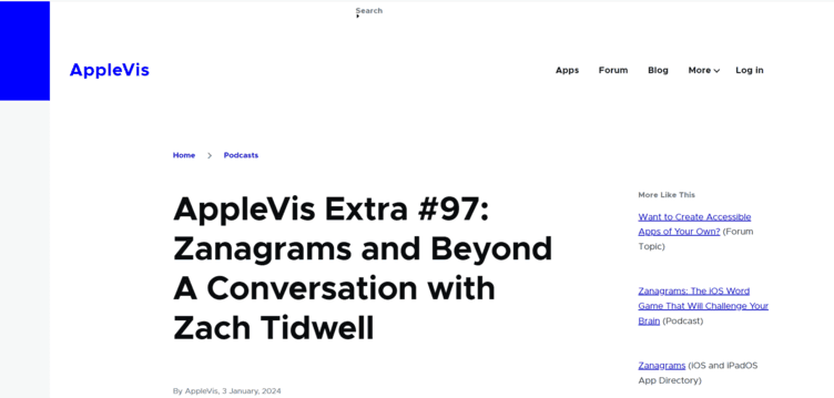 AppleVis Extra #97 featuring Zach Tidwell.
